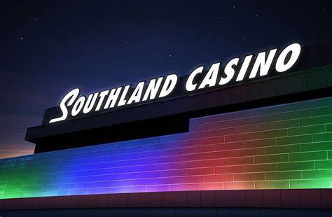 Southland Casino - Exterior with colorful LED lighting at night